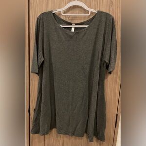 Issaac Liev Womens Short Sleeve Round Neck Gray Tee Size 2 X
